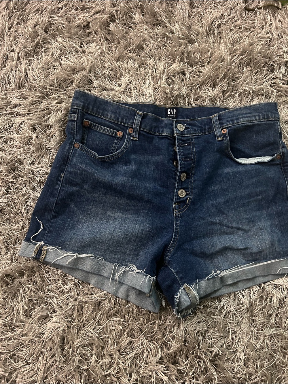 GAP Dark Indigo Distressed Denim Cutoff Shorts